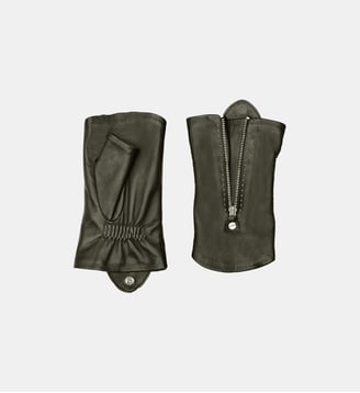 Mitaines Louisa Femme Cuir Doublés Alpaga - Agnelle - Kaki