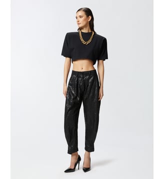 Pantalon p-pants à petites paillettes - Pinko - Limousine noire