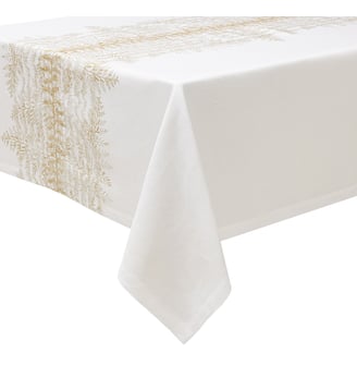 Nappe imprimée en lin, FOSSILE - Alexandre Turpault - Blanc et grege