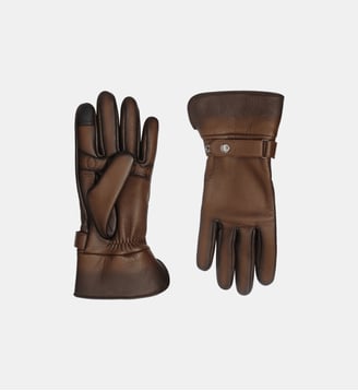 Hooper Gants Homme en Cuir Doublés Alpaga - Agnelle - Whisky patine tactile