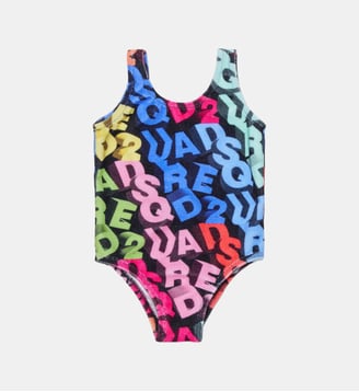 Maillot de bain une pièce avec logo 3D allover - Dsquared2 - Vert slime