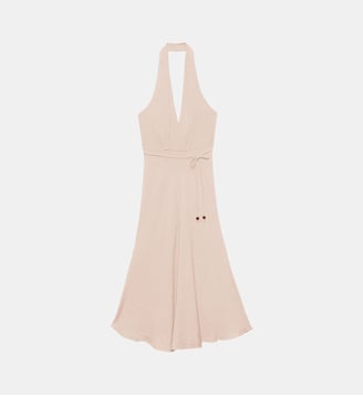 Robe longueur midi évasée uni RENNYA - La Petite Etoile - Beige