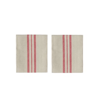 Lot de 2 serviettes en coton à rayures - OYOY - Rouge