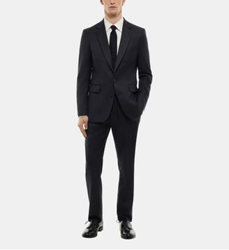 Costume ajusté en twill de laine rayé - Fursac - Marine