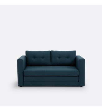Canapé convertible, tissu texturé, 2 places - So'Home - Bleu de prusse
