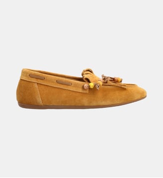 Mocassin franges cool moc - cuir velours - Fairmount - Jaune