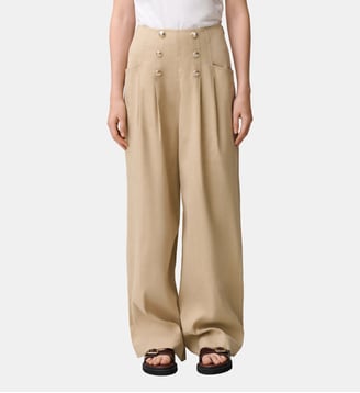 Pantalon lin à boutons - Claudie Pierlot - Sable