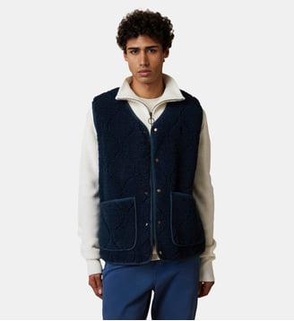 Veste en velours côtelé et sherpa - Faguo - Bleu marine