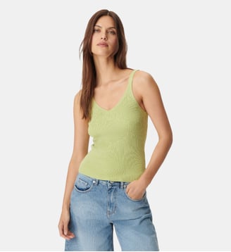 Pull sans manches tricot côtelé - Ikks - Vert clair