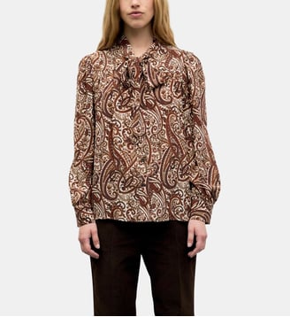Chemise lavallière à imprimé cachemire - LISIE - Gerard Darel - Caramel