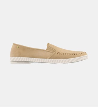 Espadrilles tressées en cuir suédé  - Rivieras - Beige foncé