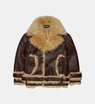 Veste biker avec détails effet fourrure - Dsquared2 - Brun