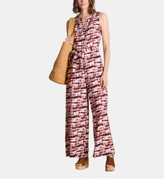 Combinaison pantalon à imprimé tie & dye - La Fée Maraboutée - Ecru et burgundy