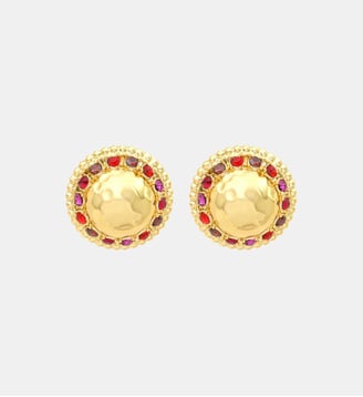 Boucles d'oreilles clip  rond  - Gloria - Satellite - Rouge