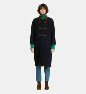 Duffel-coat en laine double-face - Sandro - Marine
