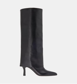 Bottes fourreau à talon en cuir - Maje - Noir
