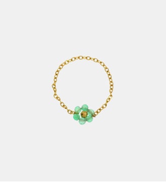 Bague  Suzanne avec fleurs à pierres fines - Les Cléias - Fluorine verte
