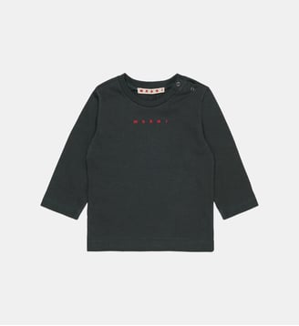 T-shirt en jersey à manches longues avec logo - Marni - Gris foncé