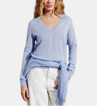 Pull droit en cachemire 2 fils - Bompard - Bleu agate