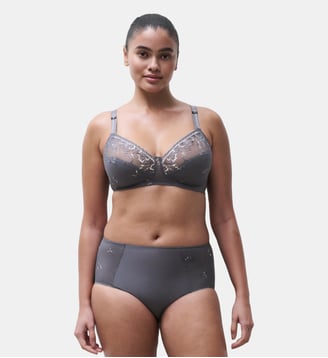 Culotte taille haute finition broderie - Chantelle - Frozen grey