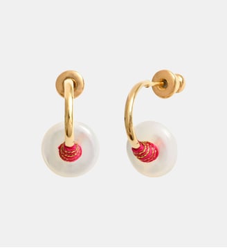 Boucles d'oreilles créoles   - Babylone - Satellite - Blanc