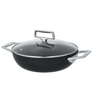 Sauteuse aluminium à anses fixes avec couvercle en verre Cristel