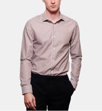 Chemise à rayures bâtons Marron coupe droite - Atelier Privé - Marron