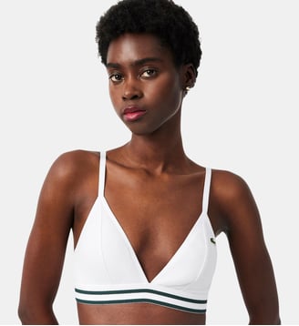 Brassière triangle coton côtelé - Lacoste - Blanc