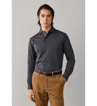 Polo Coupe Regular À Manches Longues En Coton Pima - Hackett London - Charcoal et grey
