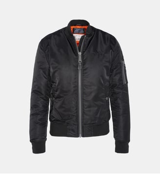 Bomber MA-1 en nylon recyclé, coupe ajustée - Schott - Noir