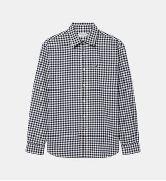Chemise flanelle à carreaux regular fit - Lacoste - Blanc et bleu