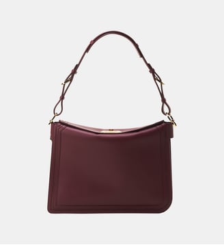 Sac Compagnon En Cuir - Lanvin - Rouge bordeaux