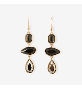 Boucles d'oreilles longues à facettes noirs - Balaboosté - Noir