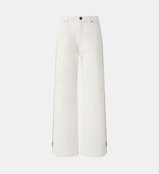 Jeans à jambes larges avec fermetures éclair latérales - Pinko - Blanc et blanche neige