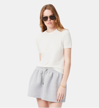 T-shirt Piqué fluide finitions festonnées - Lacoste - Blanc