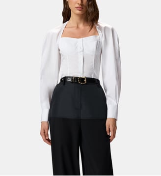 Chemise bustier en popeline - Pinko - Blanc brillant
