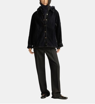 Manchester manteau en denim stretch floqué - Momonì - Bleu