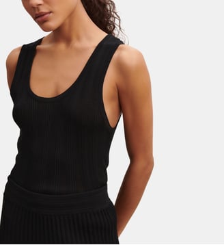 Débardeur slim maille côtelée en coton - Bompard - Noir