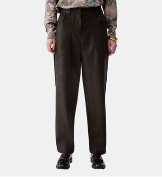 Pantalon Baggy en Tissu Enduit - Liu Jo - Marron foncé