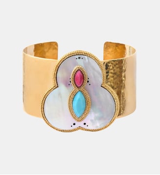 Bracelet manchette ajustable   - Mindoro - Satellite - Nacre blanc