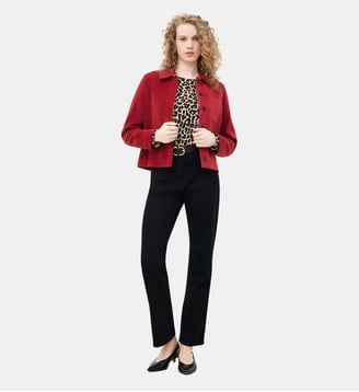 Veste vminatavelours - Motif uni - Coupe droite - Caroll - Rose framboise