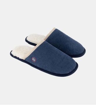 Chaussons en velours côtelé - Billybelt - Bleu et beige