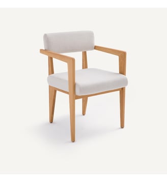 Fauteuil de table en chêne, coton et lin - AM.PM - Naturel
