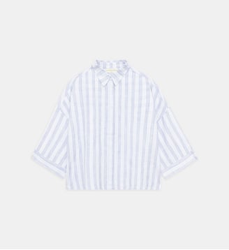 Chemise imprimé à rayures CARO - La Petite Etoile - Ecru et ciel
