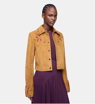 Veste en cuir ajustée avec ornements - Rabanne - Marron