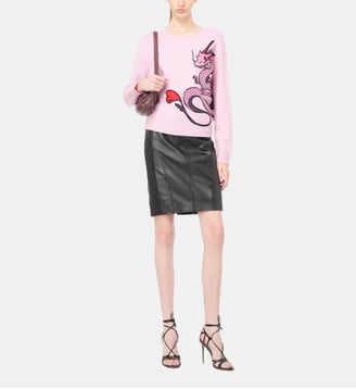 Jupe en cuir et tissu - Pinko - Noir