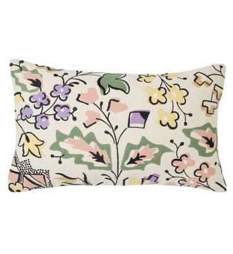 housse de coussin  Coton appliqué et rebrodé - Madura - Naturel et pastels