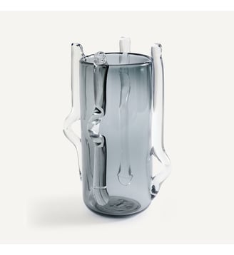 Vase en verre soufflé à la bouche, hauteur 36 cm - AM.PM - Gris fumé