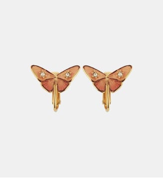 Boucles d'oreilles papillon et pierres - Les Néréides - Beige