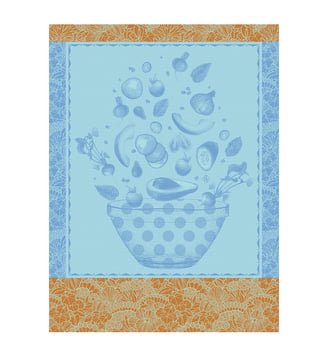 Torchon Salade d'été 100% coton - Le Jacquard Francais - Bleu bleuet